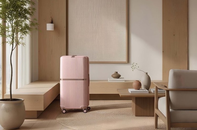 淡くて上品な“桜色”のスーツケースだから大人にも使いやすい