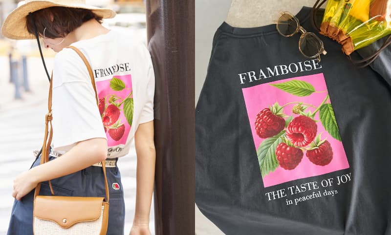 別注 ラズベリープリントビッグシルエットTシャツ