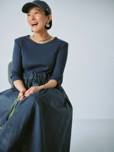 Cotton Organza Embroidery Rib Combi Dress