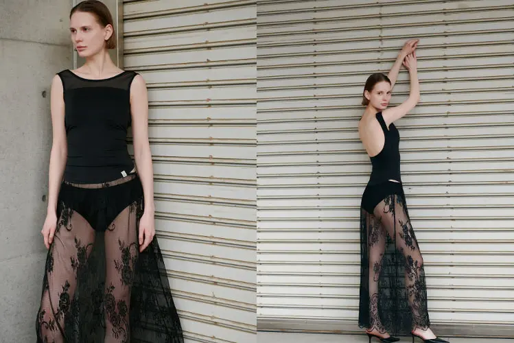 Mizuno×Ameri SHEER DOCKING SLEEVELESS TOPS着用画像