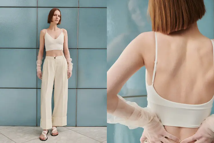 Mizuno×Ameri CROPPED CAMISOLE TOPS着用画像