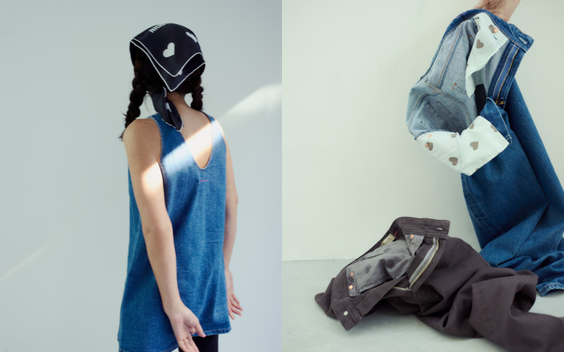 トップスのパックスタイルとデニムのポケット内生地