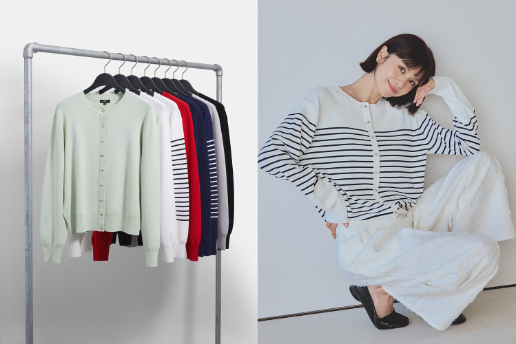 UVカットレーヨンブレンドメタルボタンカーディガン