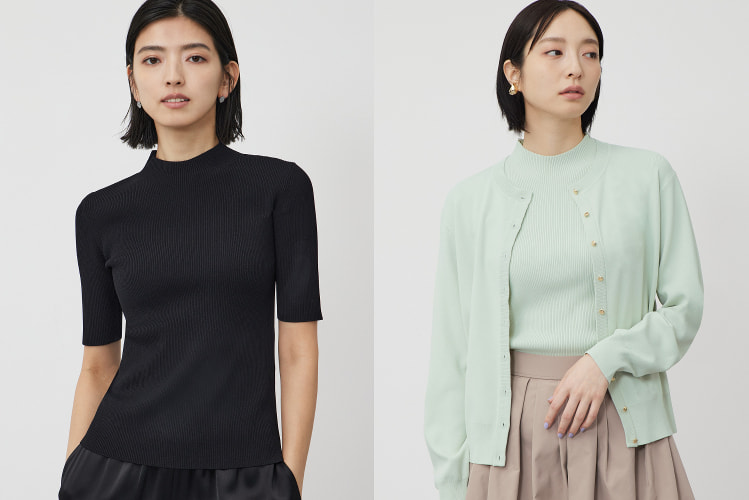 UVカットレーヨンブレンドハイネックリブセーター