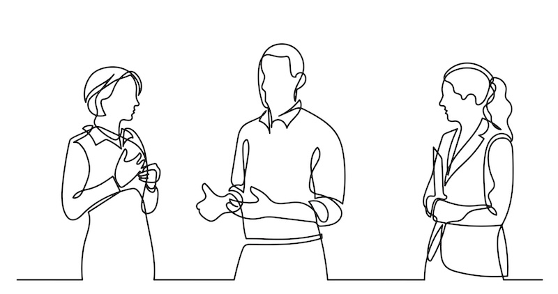 話している人々の線画イラスト