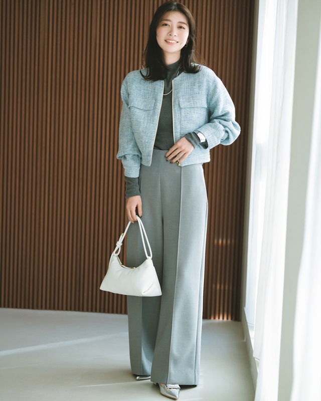 ツイードアイテムコーデ