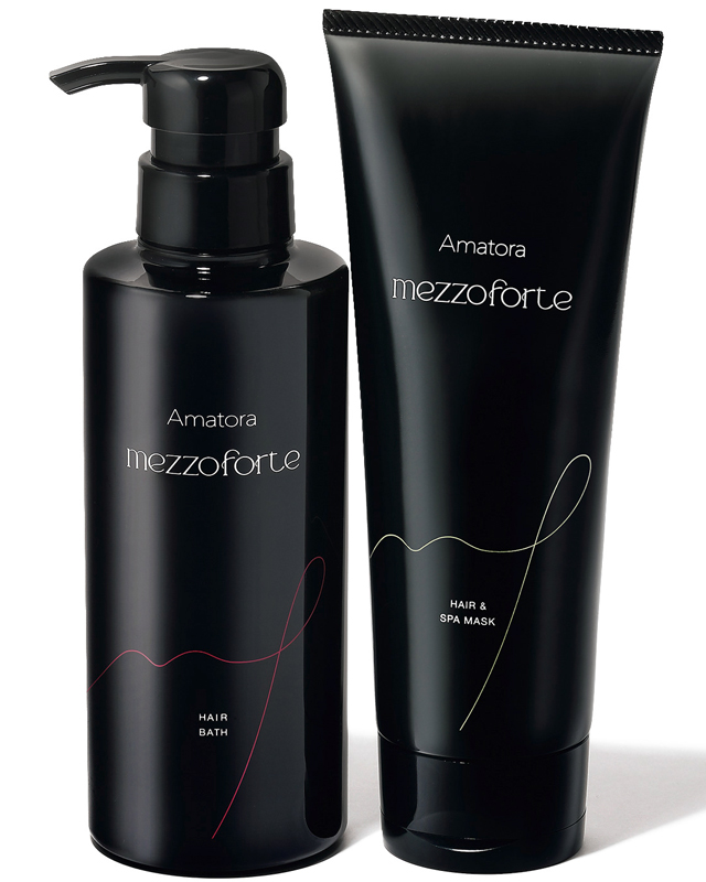 アマトラ メゾフォルテ ヘアバス S 335ml ￥6,050・メゾフォルテ ヘア＆スパマスク S 225g ￥6,050