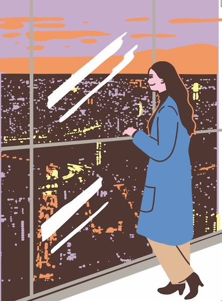 高いところに登る　イラスト