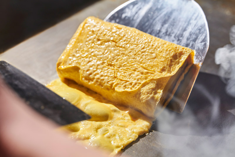 だし巻き卵調理過程