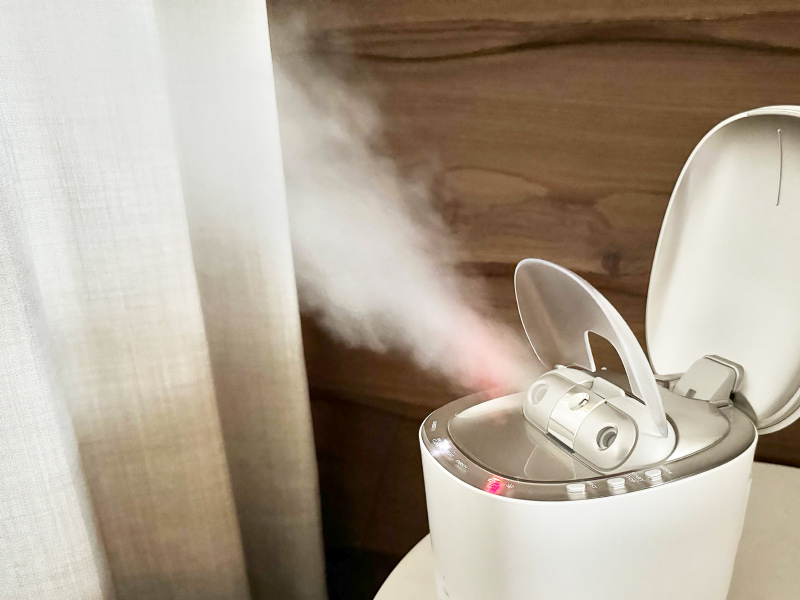 パナソニックのスチーマー　スチーム噴出中の写真