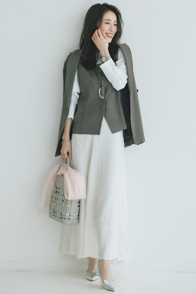 【4/16のコーデ】白で春らしく♡ とびきり上品なきれいめフェミニン