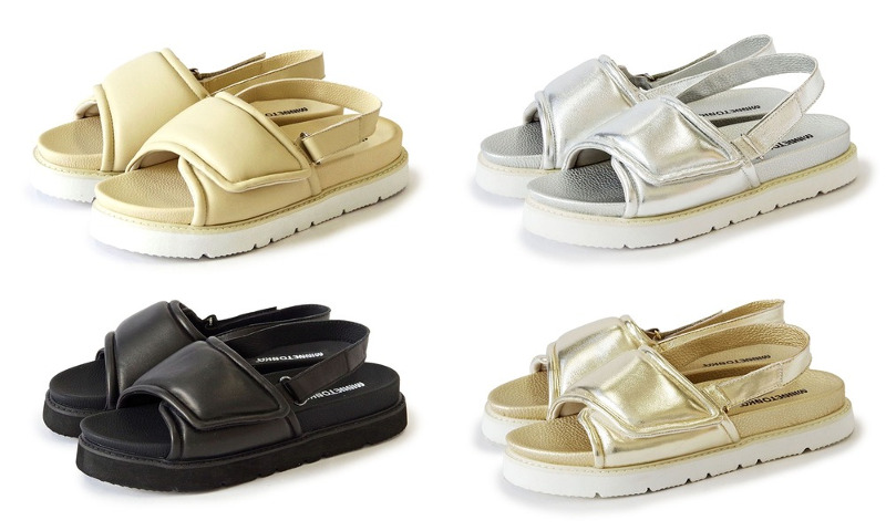 ワイドベルトパファーサンダル