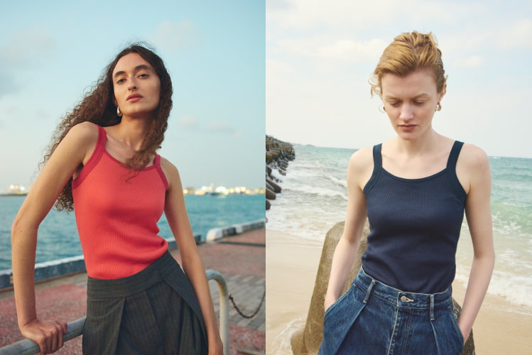 カップインラウンドネックタンクトップ着用例