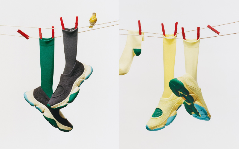 ソックス　グレー、イエロー