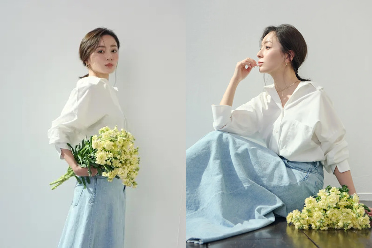 Volume Flare Skirt　サイド、座り