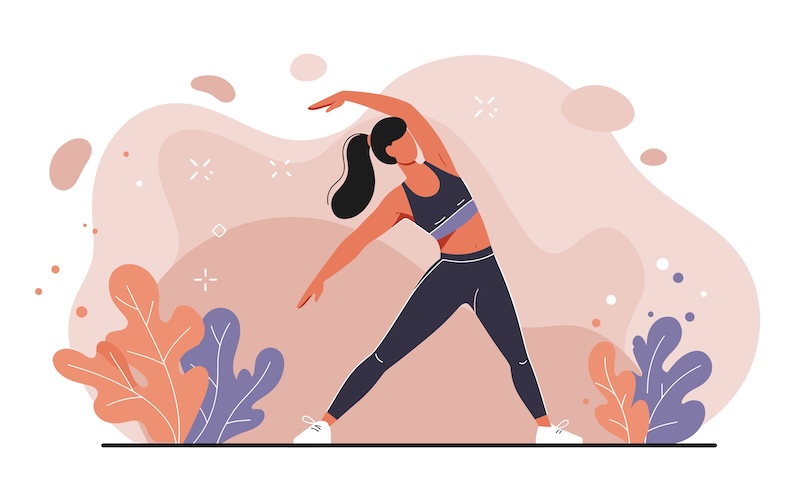 ストレッチをしている人のイラスト