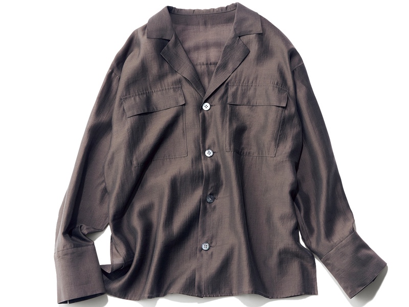 ツヤ素材シャツ