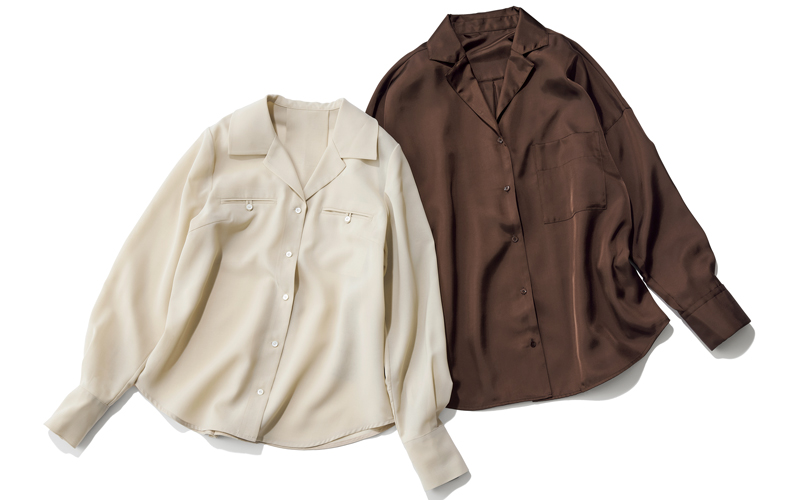 ツヤ素材シャツ