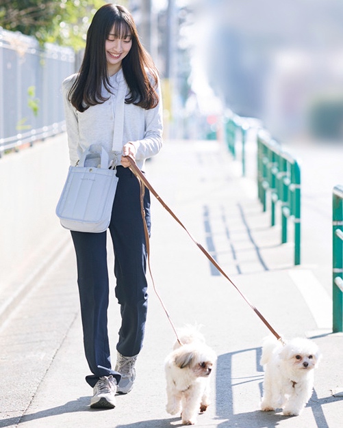 通勤着に着替えて愛犬の散歩へ