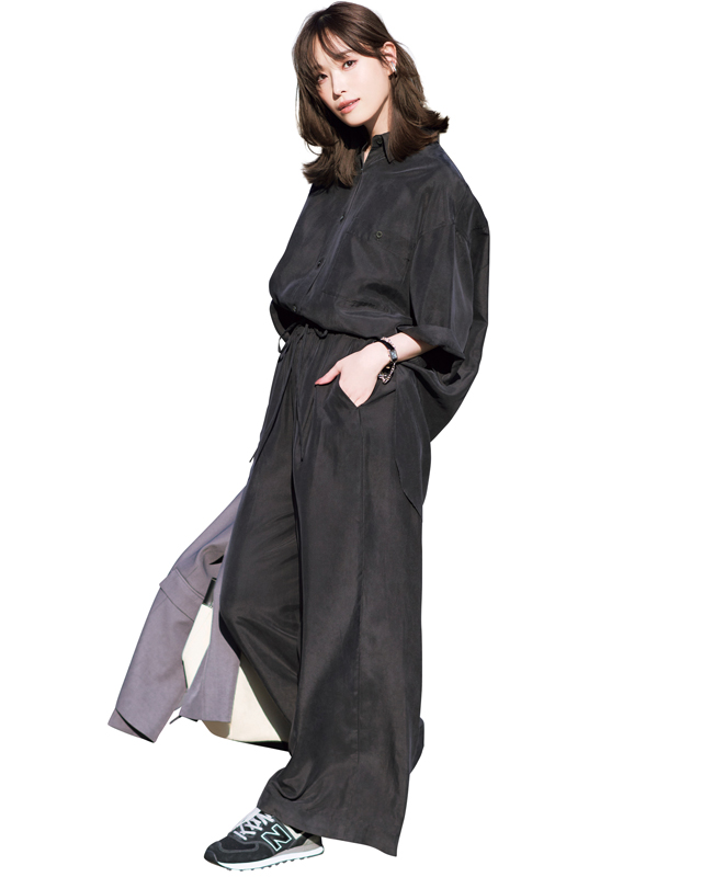 襟付きシャツセットアップコーデ