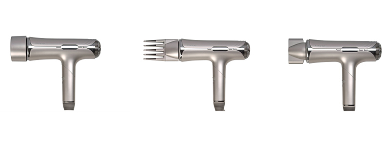 3種のアタッチメントをつけたドライヤー