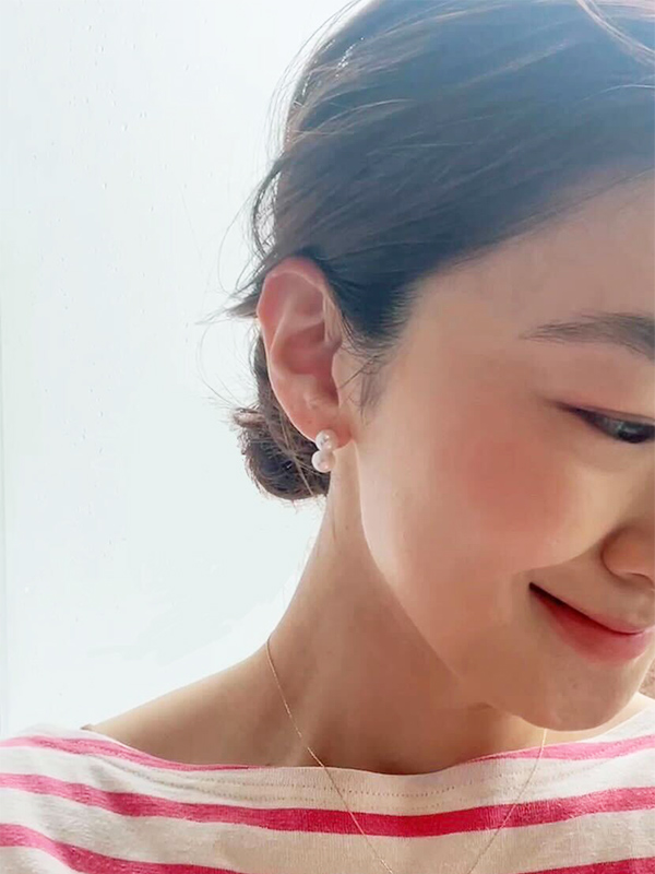 アコヤ真珠の雪だるまピアス