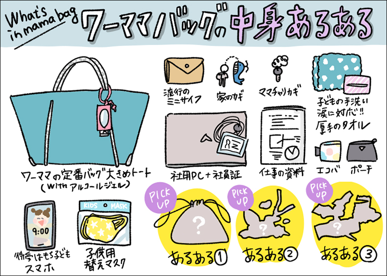 ワーママ あるある バッグの中身 
