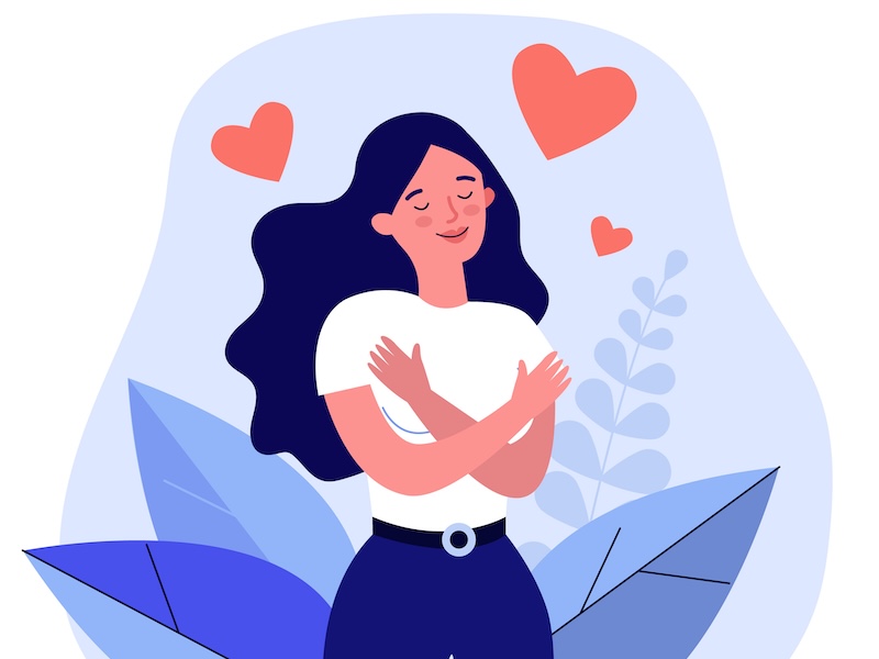 自分自身を抱きしめている人のイラスト