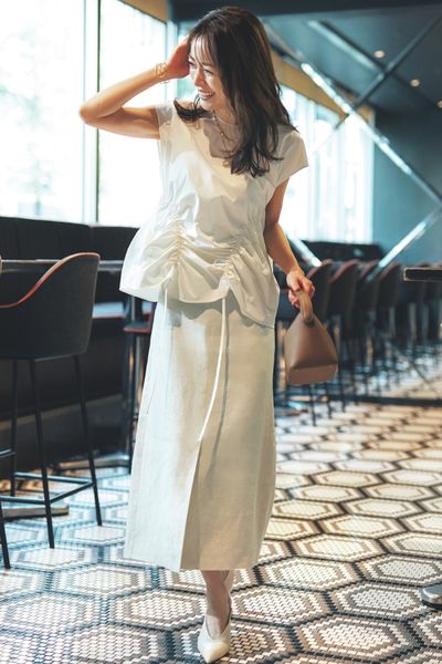 【7/3のコーデ】涼感たっぷりな白ワントーン。夏らしいフェミニンコーデ