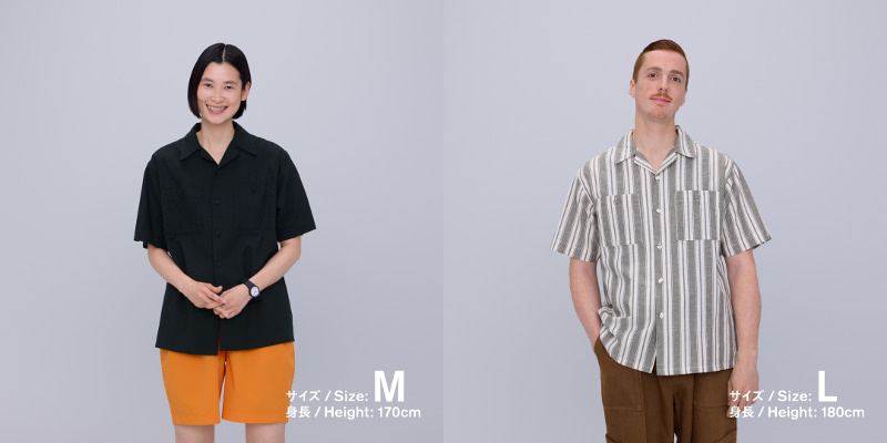 綿麻 開襟シャツ着用イメージ