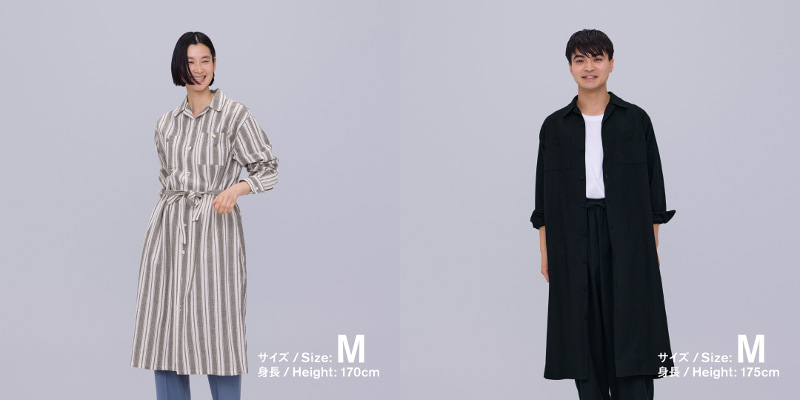 綿麻 シャツコート着用イメージ
