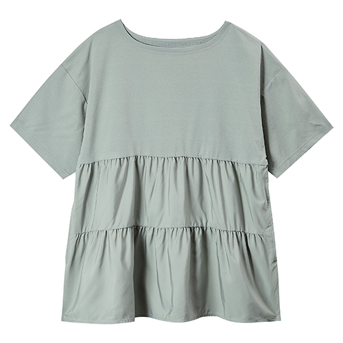 くすみグリーンのティアードTシャツ