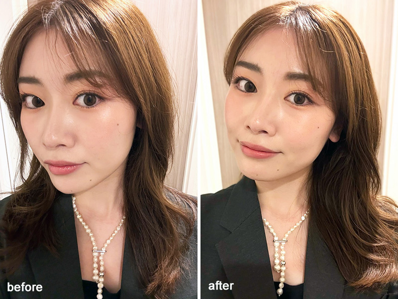 ヘアクリームを使ったスタイリングのビフォーアフター