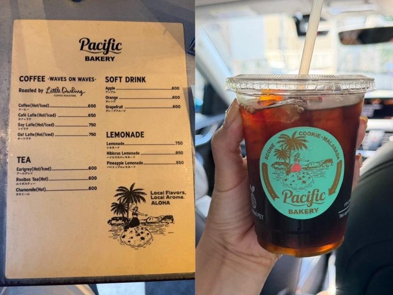 ドリンクメニューの写真とコーヒーの写真を並べた画像