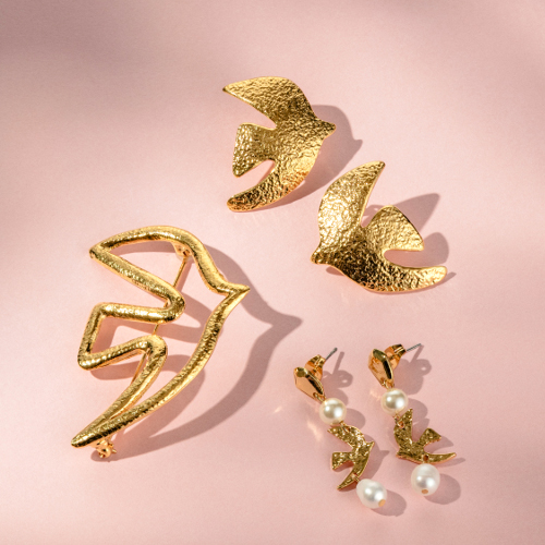 「ラ・コロンブ(鳩)」ブローチ、ピアス