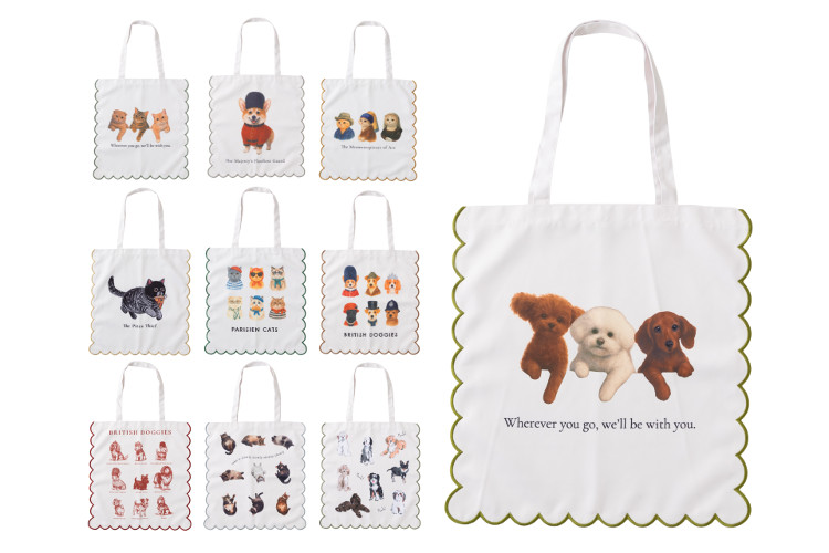 スカラップトートバッグ CATS & DOGS