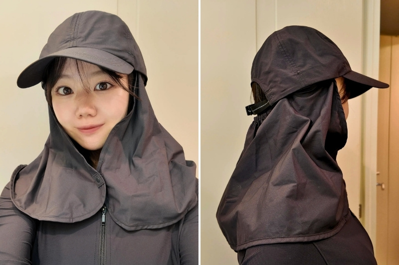 シェードキャップ着用時の正面写真、側面写真を並べた画像