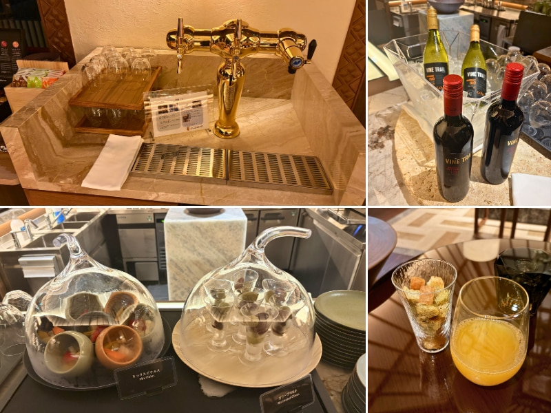 バーラウンジビールサーバーや軽食の写真を並べた画像