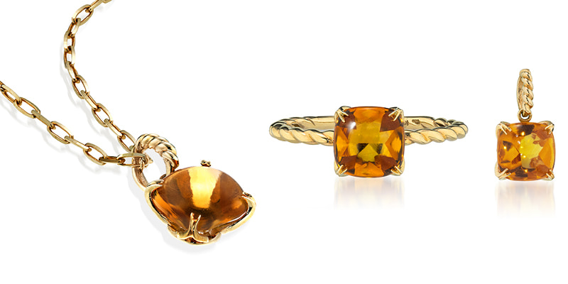 マデイラシトリンチャーム¥44,000、リング¥77,000、ピアス¥94,600