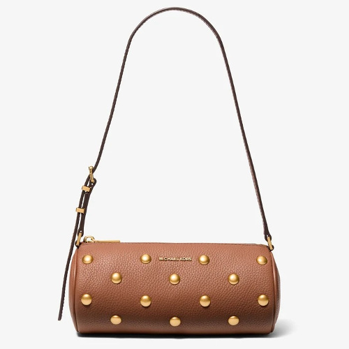 IZZY スタッズ ぺブルレザー バレルポシェット スモール