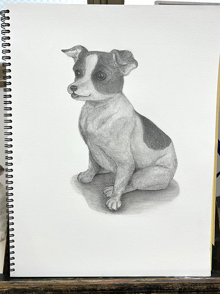 ウエディングパーク・開発マネージャー 野村吏璃星さんが描いた犬のデッサン