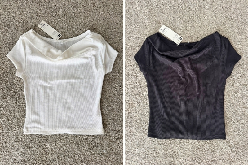 白Tシャツと黒シャツの平置き写真