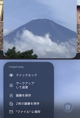 iPhoneメールアプリで添付ファイルを操作している画面