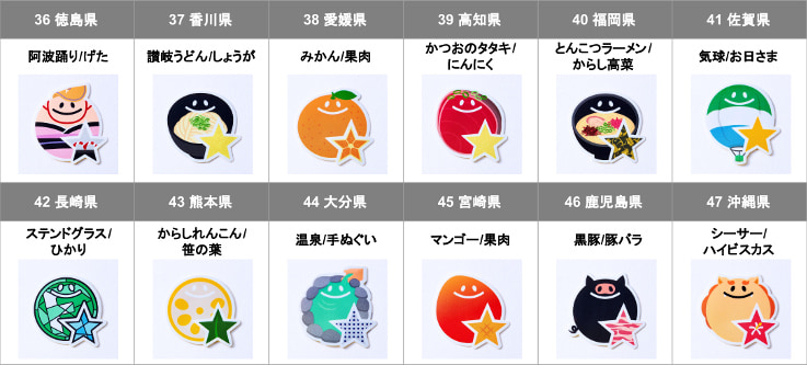ステッカー四国、九州、沖縄