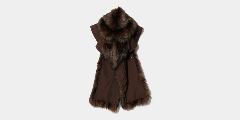 PERTEX® twill × fur collar stole