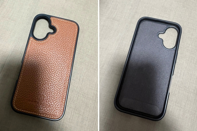 スマホケースの裏表の写真