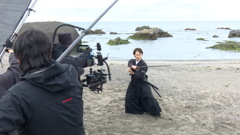 CM撮影中の香純 恭さん