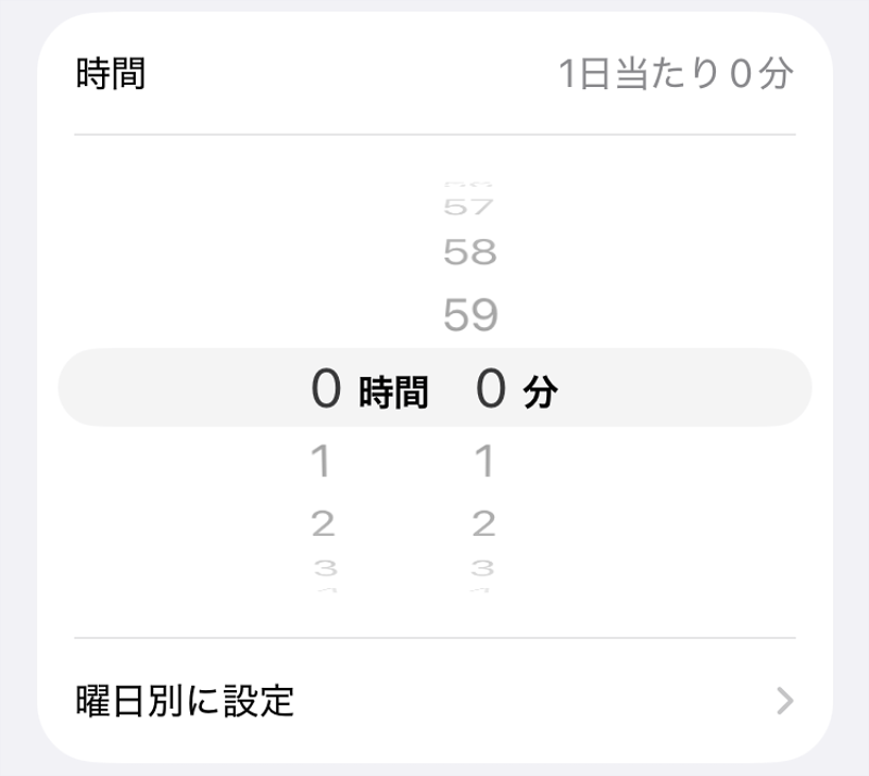 iPhone アプリ使用時間制限設定画面