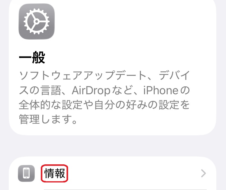 iPhone設定画面 一般
