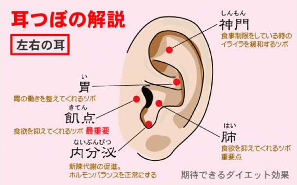 耳周りのツボを刺激する、耳マッサージ